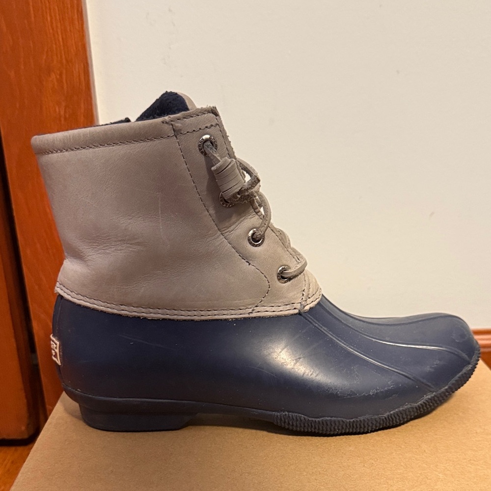 Sperry Gray and Blue Duck Boots